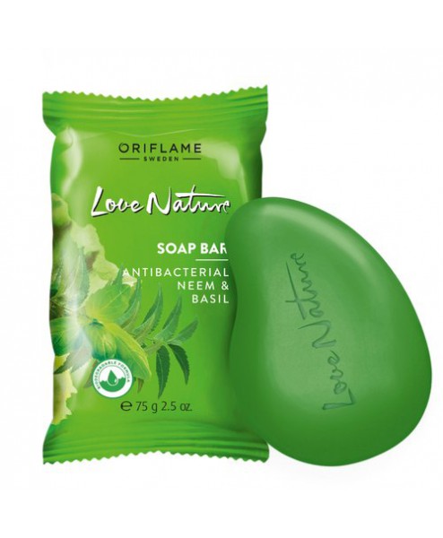 Love Nature Soap Bar - Antibacterial Neem & Basil 100gm